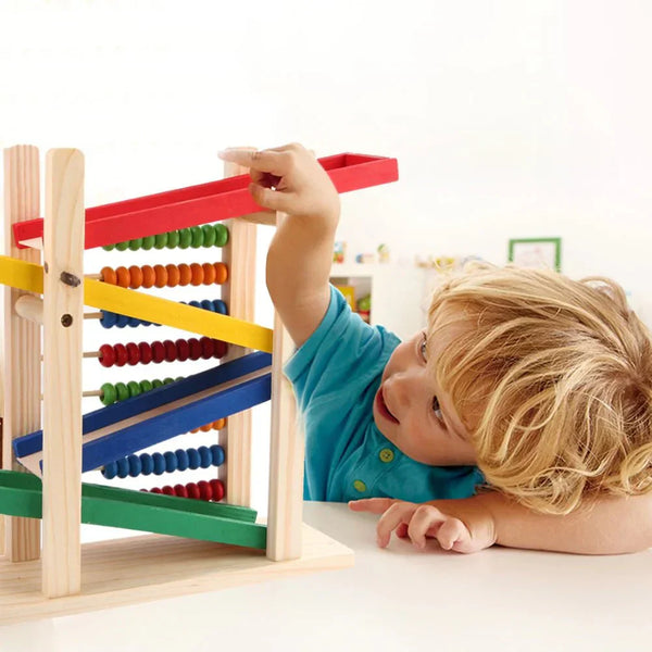 Wood Toy - Wooden Abacus & Car Slide Learning Toy Ⓢ